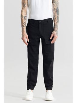 Snitch - Mens Black Plain Relaxed Casual Cargo Pant
