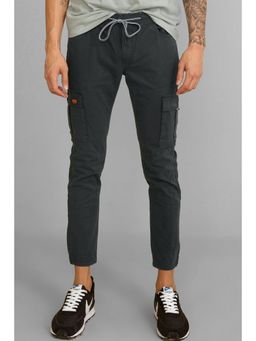 Snitch - Mens Ash Grey Plain Slim Casual Cargo Pant