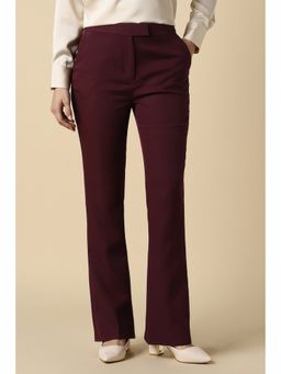 Allen Solly - Women Maroon Solid Formal Trousers