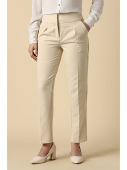 Allen Solly - Women Beige Solid Formal Trousers
