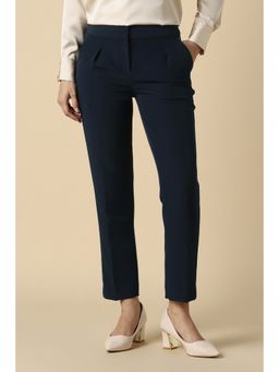Allen Solly - Women Navy Solid Formal Trousers - Navy Blue