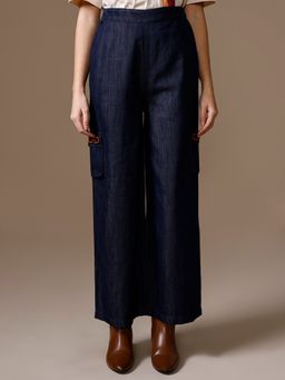 Kazo - Cargo Wide Leg Jeans - Navy Blue