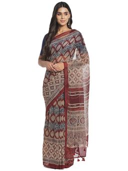 Fabindia - Multicolour Ajrakh Cotton Silk Sari