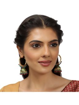 Accessher - Traditional Gold Plated Multicolour Hoop Earrings for Women