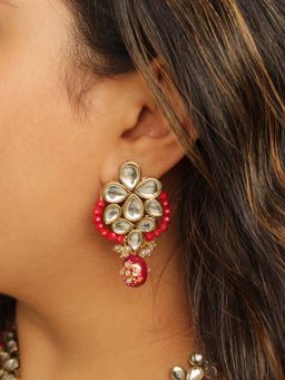 BeAbhika - Red Crescent Kundan Earring