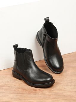 Teakwood - Kids Black Leather Casual Boots