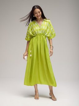 Gajra Gang - Lime Shantoon Embroidered Kaftan Dress Blushed Affair