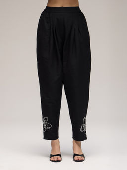 Gajra Gang - Black Rayon Embroidered Salwar Chalk And Slate