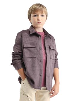 RARE ONES - Purple Polyester Blend Full Sleeves Shacket