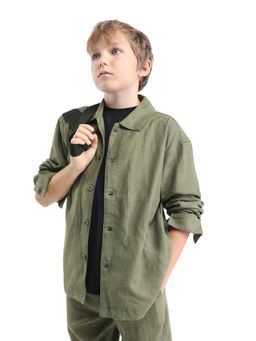 RARE ONES - Olive Linen Blend Full Sleeves Shacket