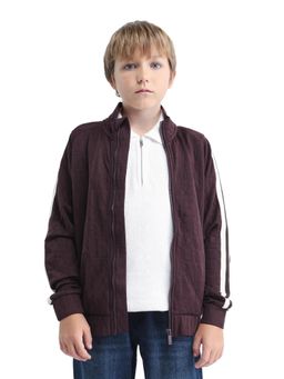 RARE ONES - Maroon Polyester Blend Full Sleeves Jacket