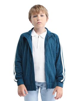 RARE ONES - Teal Polyester Blend Full Sleeves Jacket