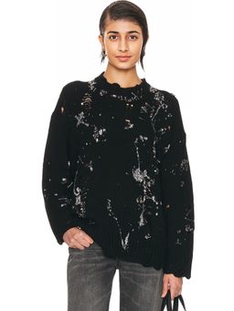 R13 - Distressed Oversized Crystal Pin Sweater