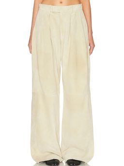 R13 - Pleated Wide Leg Leather Pant