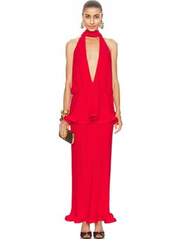 Rowen Rose - Plunge Neck Long Dress