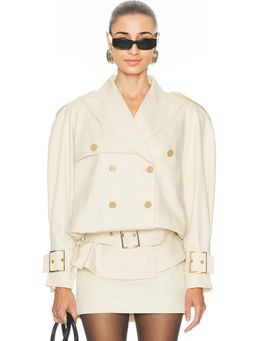 Rowen Rose - Faux Leather Belted Jacket