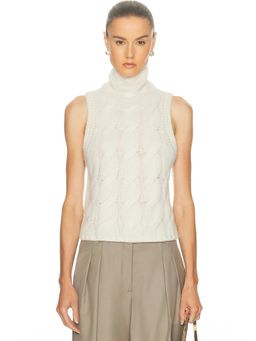 SABLYN - Salvia Sleeveless Cable Turtleneck Sweater
