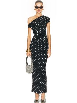 self-portrait - Polka Dot DrapedDress