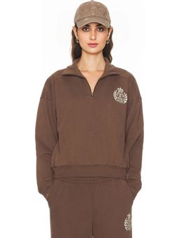 Sporty & Rich - NY Crest Embroidered Quarter Zip Sweatshirt
