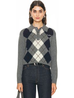 Sporty & Rich - Serif Logo Cashmere Polo Sweater