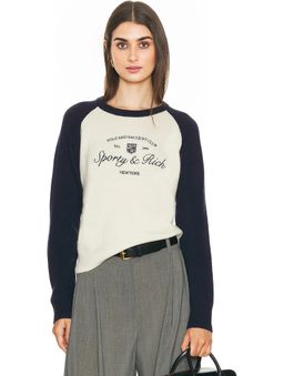 Sporty & Rich - Syracuse Cashmere Baseball Sweater