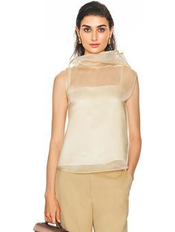 SEV - High Neck Organza and Satin Lining Colum Top