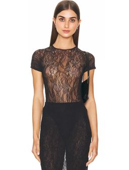 WARDROBE.NYC - Lace Cap Sleeve Bodysuit