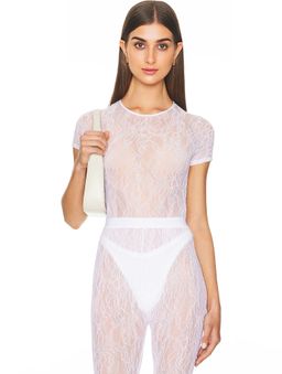 WARDROBE.NYC - Lace Cap Sleeve Bodysuit
