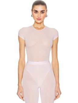 WARDROBE.NYC - Sheer Cap Sleeve Bodysuit