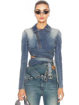 Y/Project - Wrap Fitted Denim Jacket