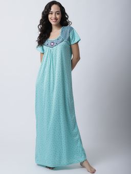 Secret Wish - Women Sky Blue Hosiery Nighty