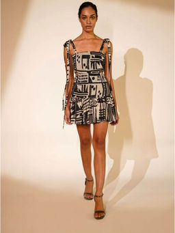 Nikita Mhaisalkar - Black Base Abstract Print Dress