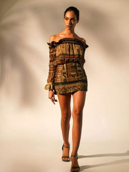 Nikita Mhaisalkar - Green Aztec Print Skirt