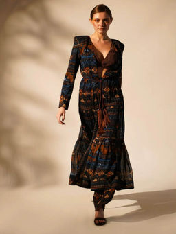 Nikita Mhaisalkar - Blue Aztec Print Jacket Pant (Set of 2)