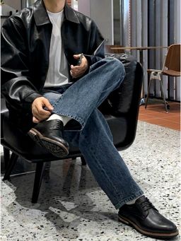 Alberto Torresi - Cognac Polished Black Leather Lace-Up Derbies