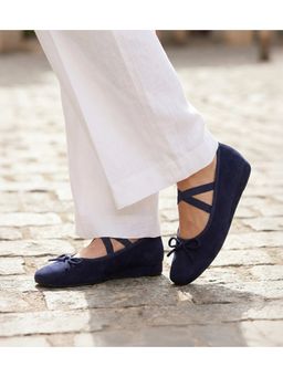Pair ie Tales - Women'S Navy Blue Bow and Strap Ballerina