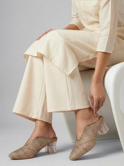 Dollphin - Women Brown Embellished Party Wear Fancy Mules Heels