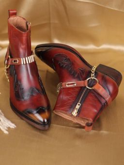Mille Dollari - Men's Patterned Leather Casual Boots