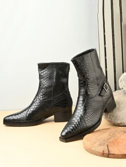 Mille Dollari - Men's Patterned High Ankle Casual Leather Boots
