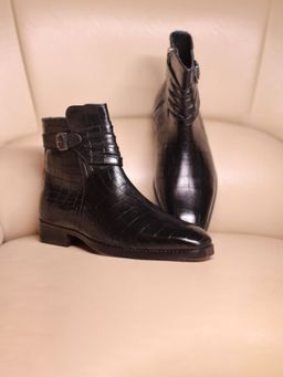 Mille Dollari - Men's Patterned Leather High Ankle Casual Boots