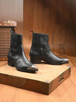 Mille Dollari - Men's Leather Textured Side-Zip Casual Boots