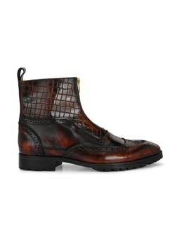 Mille Dollari - Men's Leather Textured Side-Zip Casual Boots
