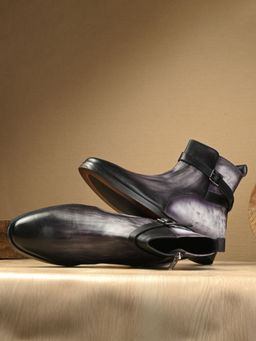 Mille Dollari - Men Leather Obsidian Stride Dual-Tone Casual Boots