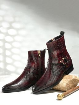 Mille Dollari - Men's Patterned Leather Casual Boots