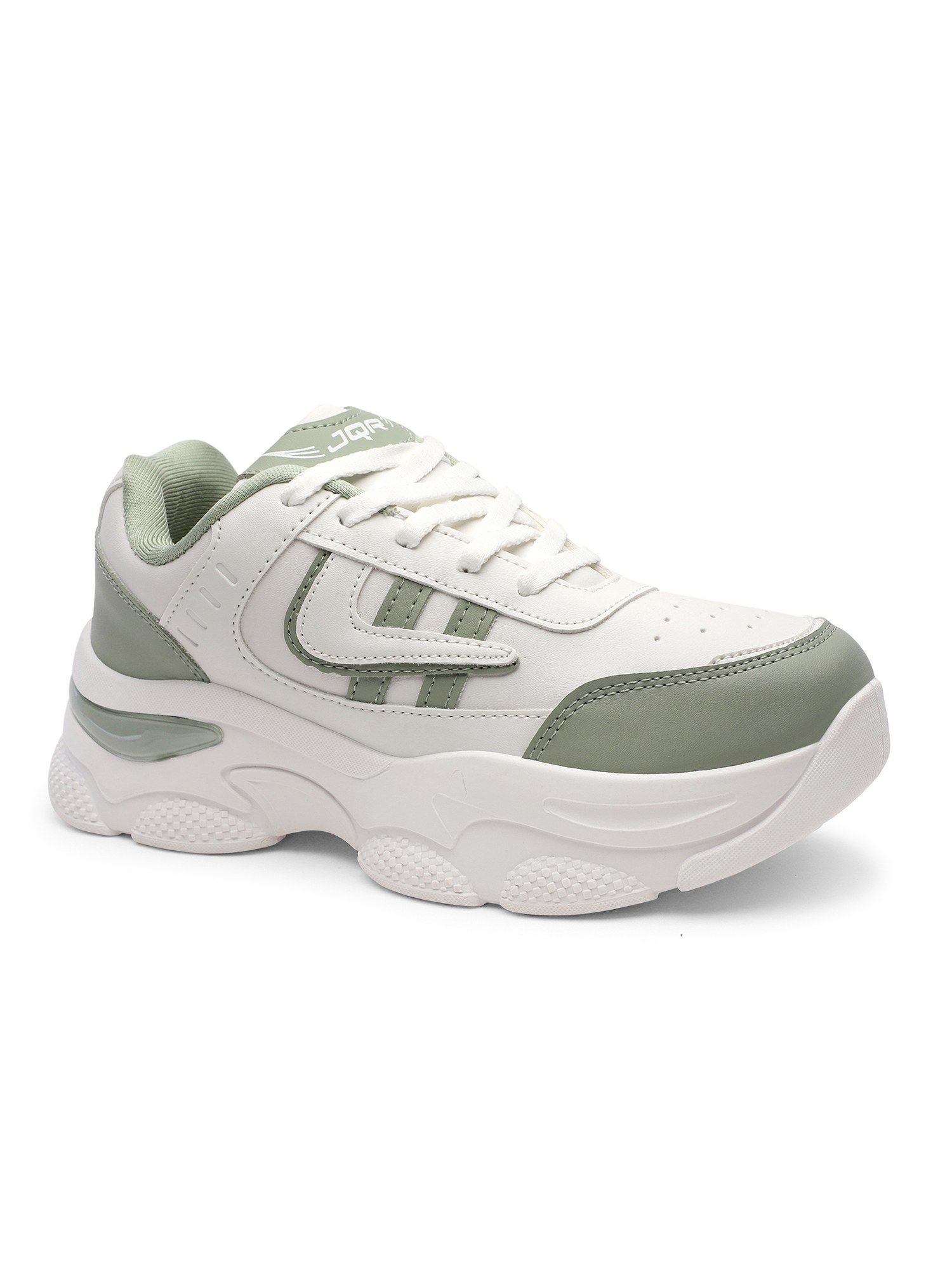 JQR Siyana White And Green Women Sneakers
