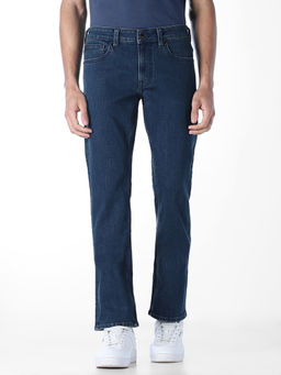 Jack & Jones - Navy Blue 5 Pocket Clark Straight Fit Jeans