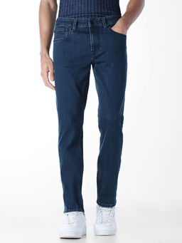 Jack & Jones - Navy Blue Tim Cropped Anti Fit Jeans