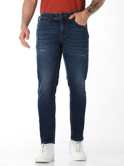 Jack & Jones - Dark Blue Bark Cropped Slim Fit Jeans