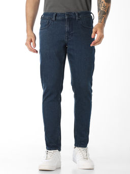 Jack & Jones - Blue Low Rise Bark Cropped Slim Fit Jeans