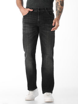 Jack & Jones - Black Washed Clark Straight Fit Jeans